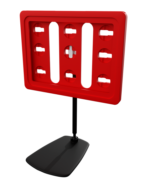 sk_Рамка ТЕХНО А7 красная, черный держатель TECHNO FOT 75 мм, ножка 100мм