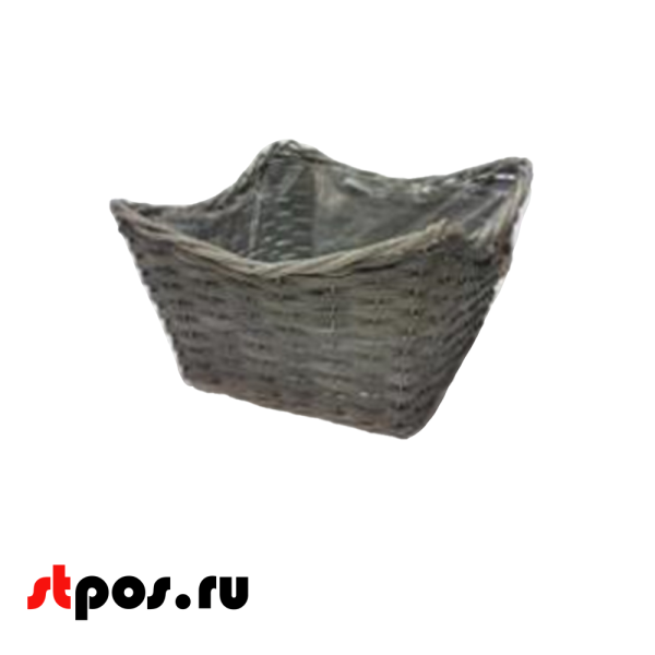 00_Корзина квадратная плетенная из натуральной ивовой лозы, внутри пленка, 240х240 мм