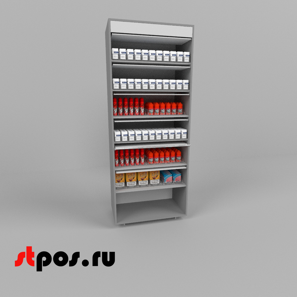 03_Диспенсер сигаретный ЛДСП, 6 полок по 10 видов, 731х420(320)х1642