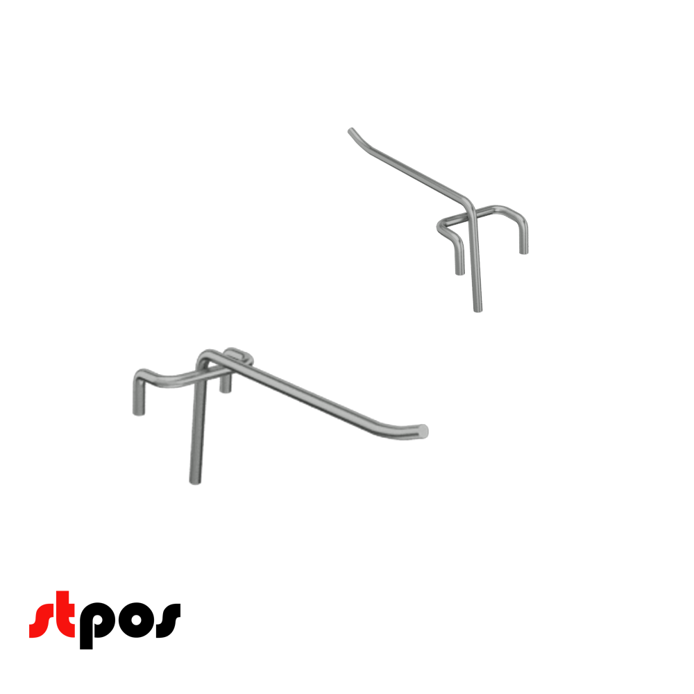 03_Крючок одинарный БЕЗ ценникодержателя на сетку 150мм Ø4мм, цинк-хром, шаг 40