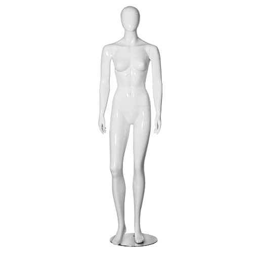 01_Манекен женский стеклопластик стоящий GLANCE 18, рост 184см (87-60-90) , без парика, белый глянец