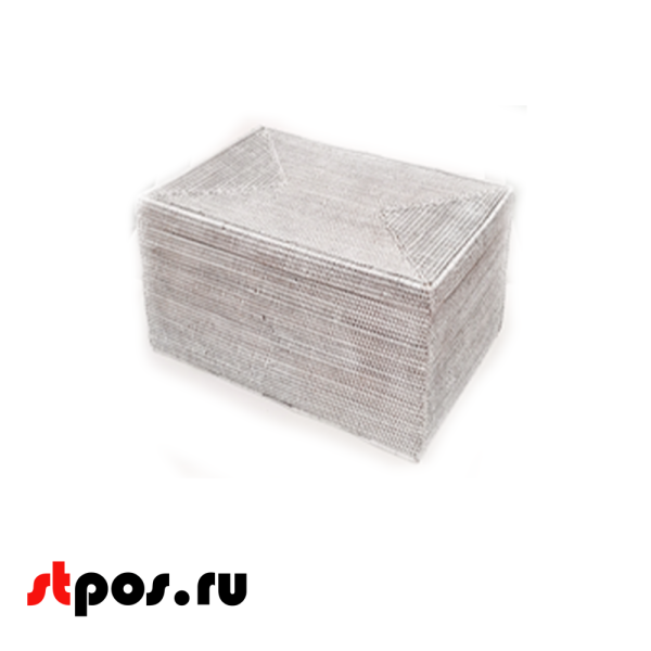 00_Плетеный прямоугольный сундук из натурального ротанга, 650х400х350 мм, Белый
