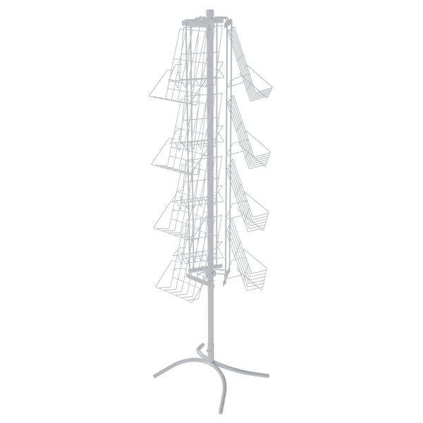 sk_КОМПЛЕКТ Буклетница вращающаяся трехгранная 12 полок А4, опора Х-образная, RAL9016, Белый