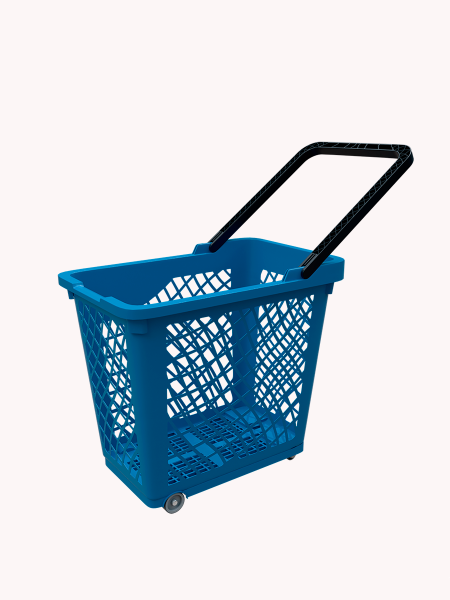 sk_Корзинка покупательская GT60 63л, Нагрузка до 35 кг, 4 колеса (2 поворотных), корзина RAL5002 Синий, Ручка RAL9005 Чёрный