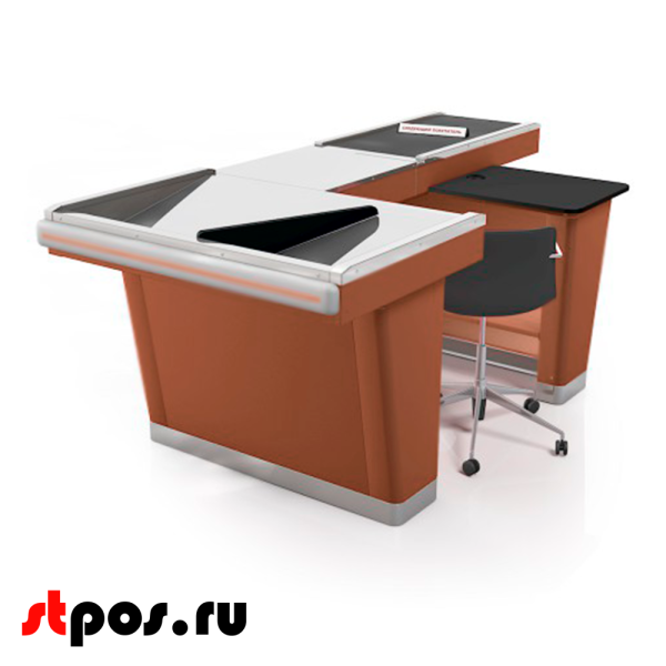 00_Кассовый бокс Stream-XL-200 v3.0(шлиф.нерж.,вырезы ДЯ FT,шир.накоп)Матовый,RAL8004,Коричневый,Правый