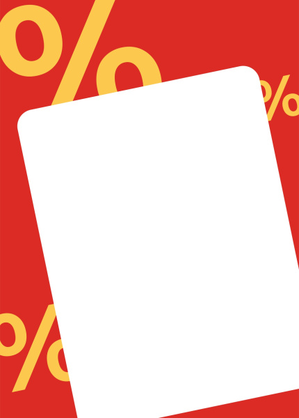 00_Вставка-выделитель ценника SIMPLE в пластиковую клик-рамку % ПЭТ 0,5мм, красный тон, А5