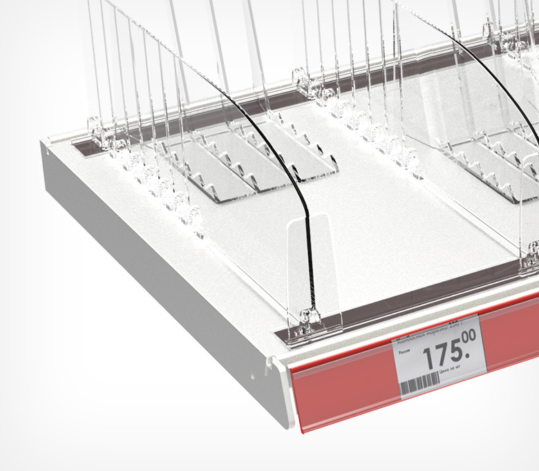 02_Т-профиль пластиковый шириной 30мм для крепления разделителей на полке T-RAIL30-TM 1000мм магнитный