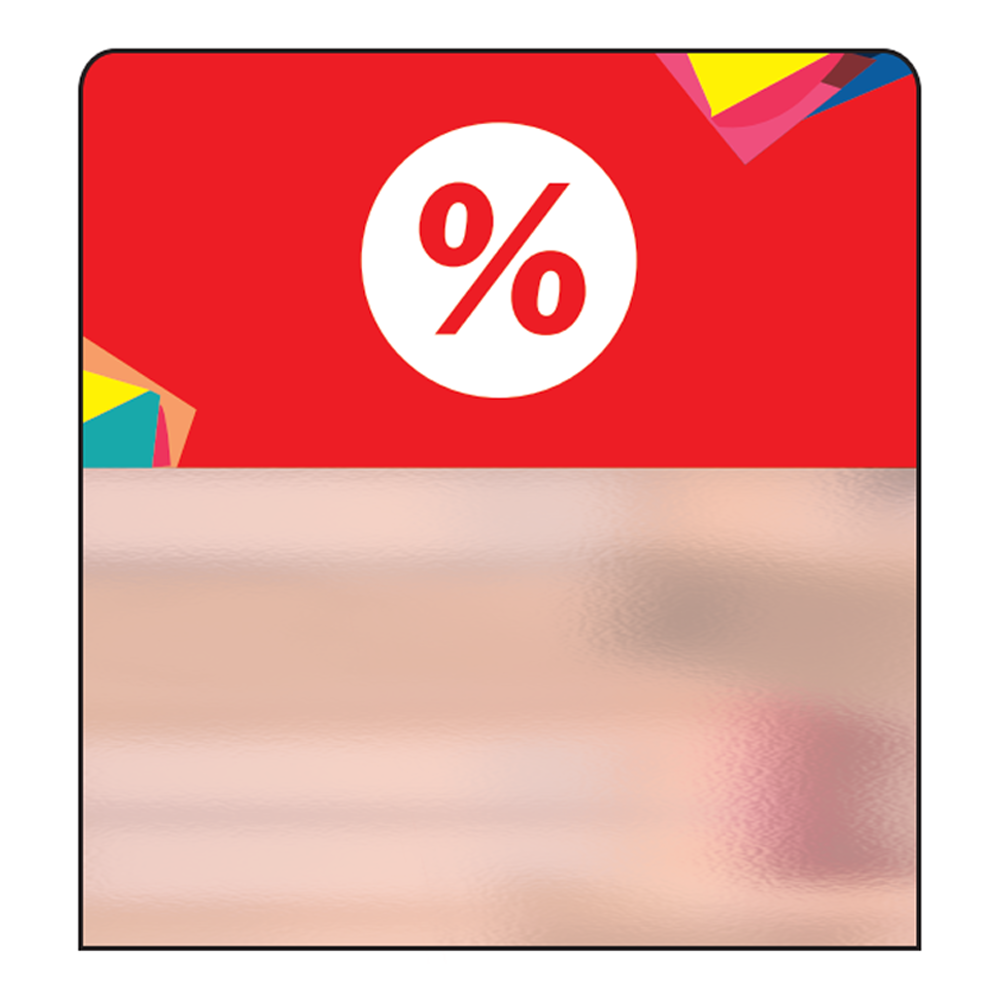 02_Шелфстоппер STPOS Калейдоскоп из ПЭТ 0,3мм в ценникодержатель, 70х75 мм %, красный тон