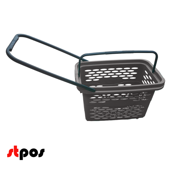 00_Корзина-тележка пластиковая 4 колеса 40л SHOLS, Тёмно-серый