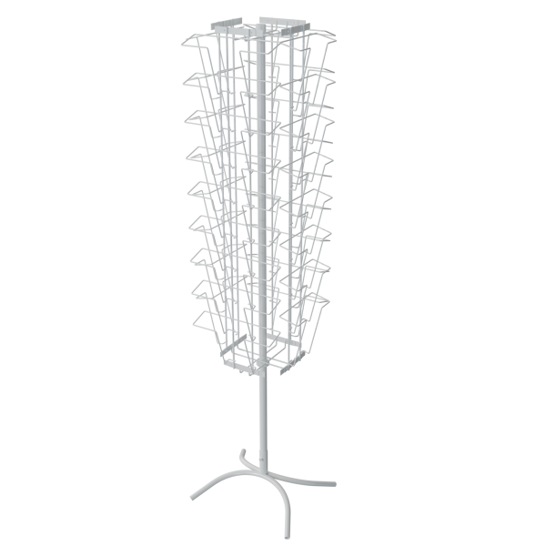 sk_КОМПЛЕКТ Буклетница вращающаяся 34 ячейки 16А4 + 18А5, опора Х-образная, RAL9016, Белый
