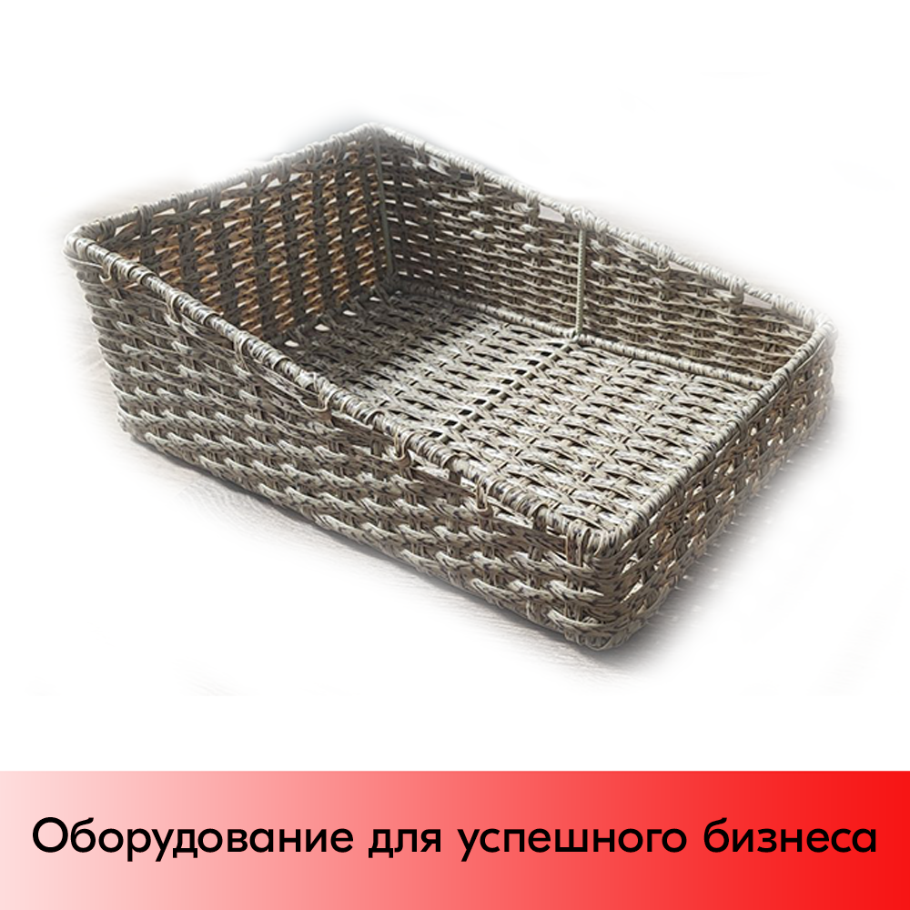 01_Корзина плетеная прямая 280х400х150(70) мм со скосом, Полиротанг, Натуральный цвет