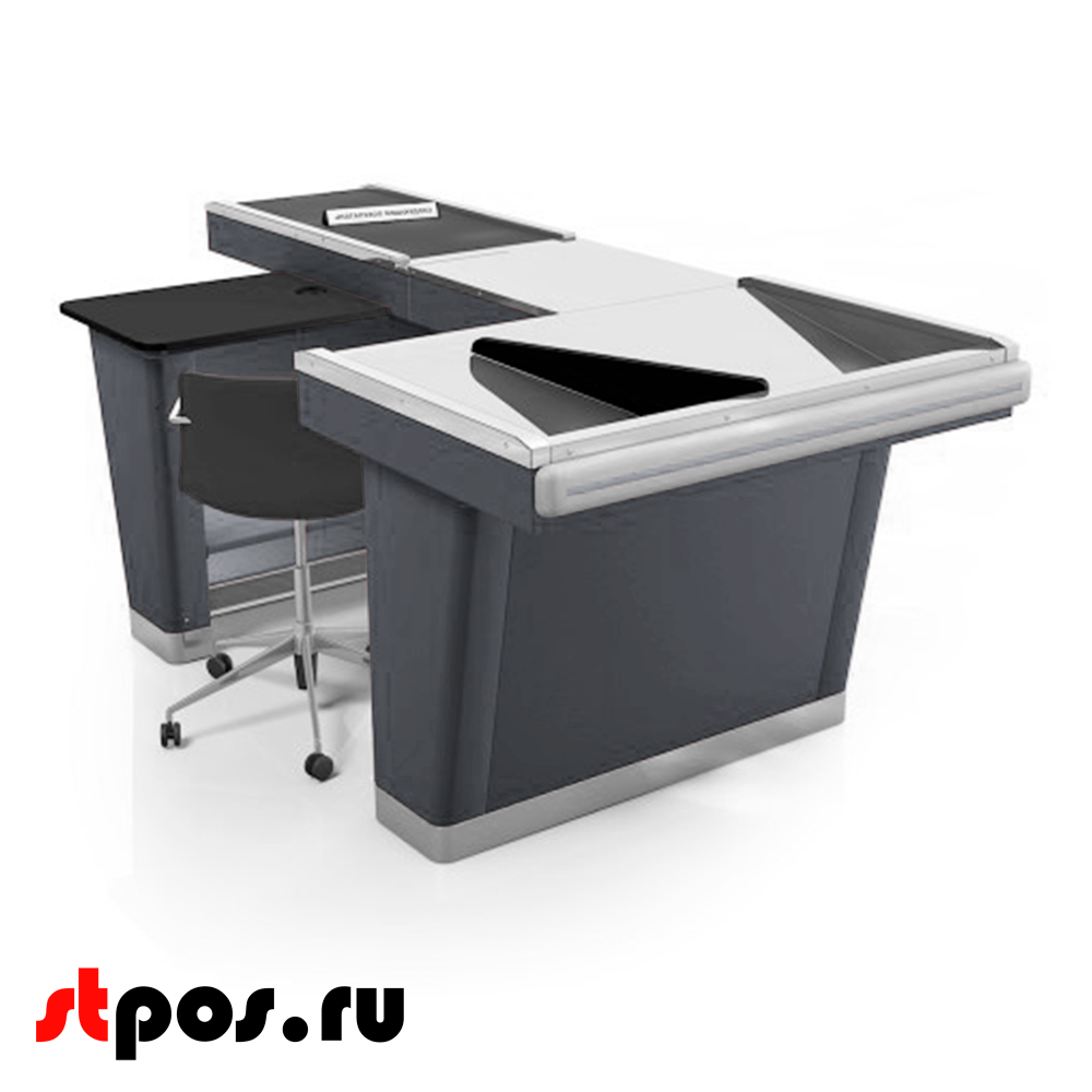 00_Кассовый бокс Stream-XL-200 v3.0 (шлиф.нерж., вырезы ДЯ FT, шир.нак.),Шагрень,RAL7024,Серый,Левый