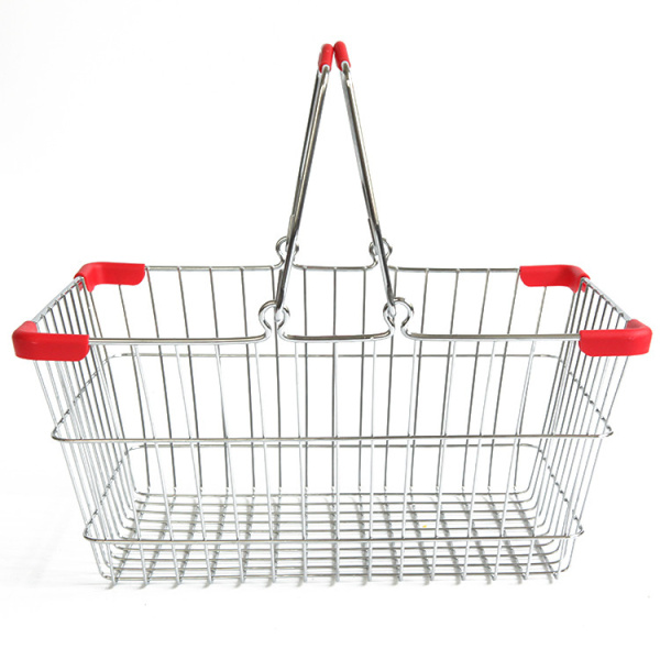 1_Корзина покупательская металлическая с двумя ручками 20 л цинк, Серый