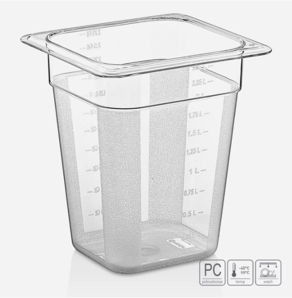 01_Гастроёмкость из поликарбоната 176х162х200 мм прозрачная