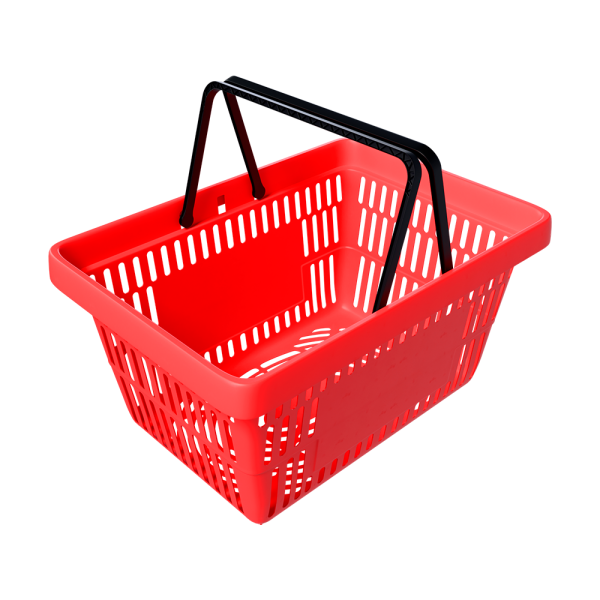 sk_Корзина покупательская пластиковая с 2 ручками, 20 л, УСИЛЕННАЯ, Красный