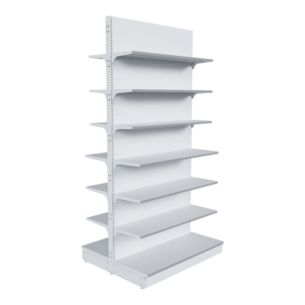 stpos_НАБОР стеллаж 25 70 ГЛУХОЙ островной 2600х1250х500 14 полок, ценникодержатели