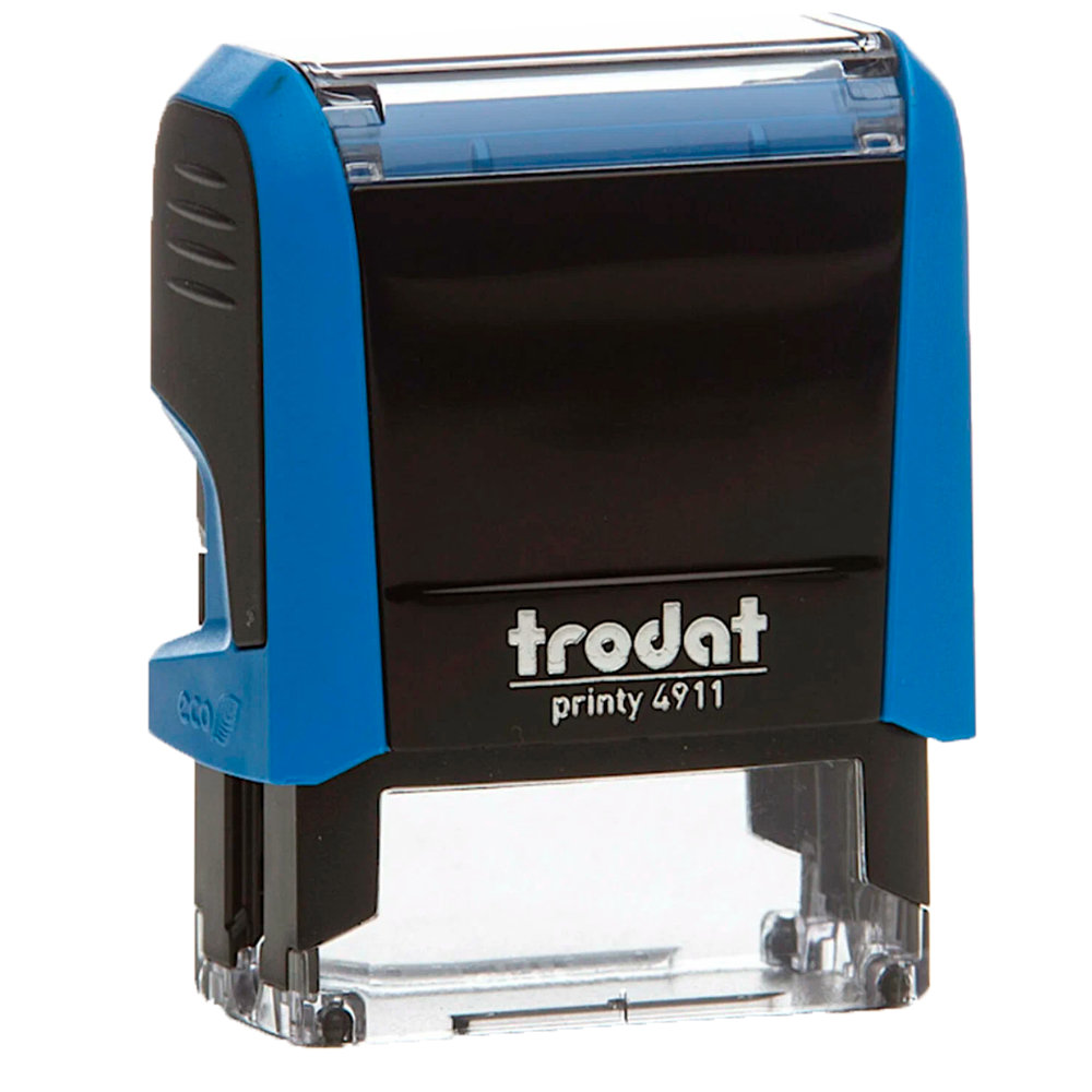 02_Штамп самонаборный 3 строки TRODAT 4911DB typo PRINTY 4.0 оттиск 38х14мм, синий без рамки, 1 касса