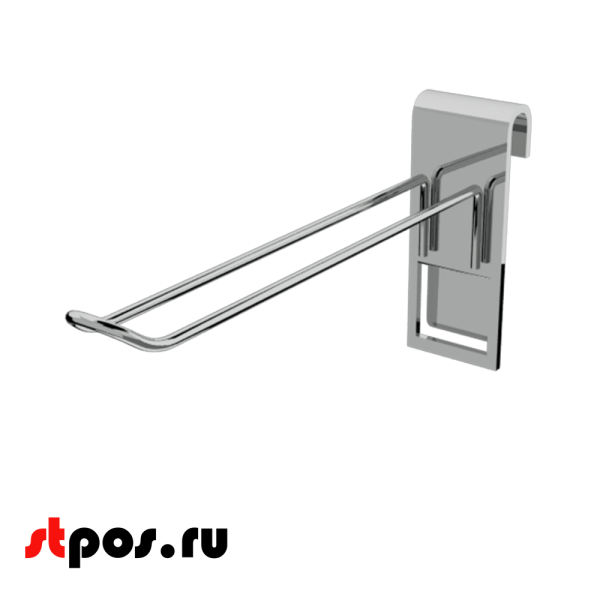 02_Крючок на решетку (сетку) двойной 200мм, d5, крепление-пластина, хром