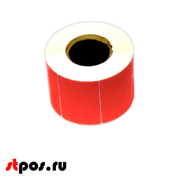 00_ЦВЕТНАЯ термоэтикетка 58х60х500 (58х60, 500шт, вт.40мм), 1 цвет, Красная