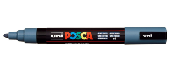 1_Маркер на водной основе POSCA PC-5M, сине-серый (SLATE GREY - 61), 1.8 - 2.5 мм, пул. нак.