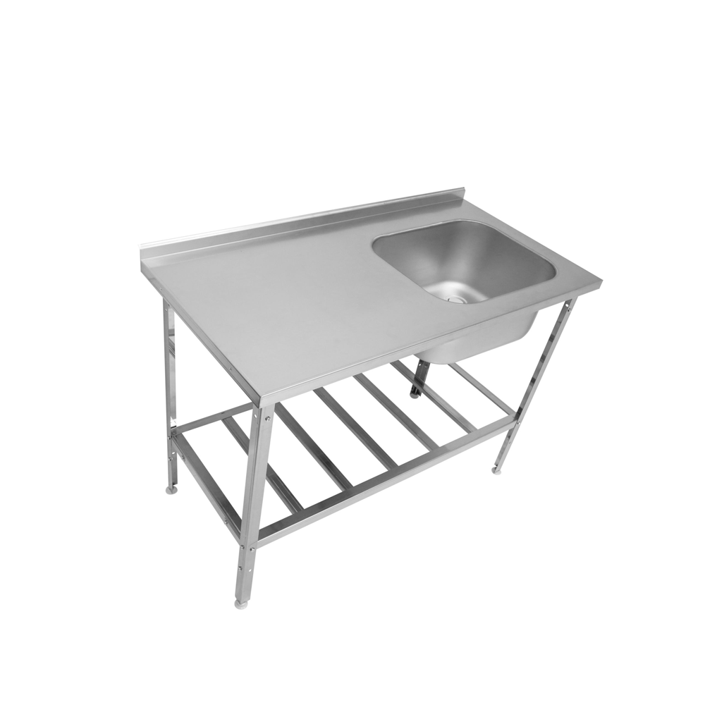 01_Ванна моечная цельнотянутая, совмещенная с рабочей поверхностью, с бортом ВЦСП 12/6, Нержавеющая сталь