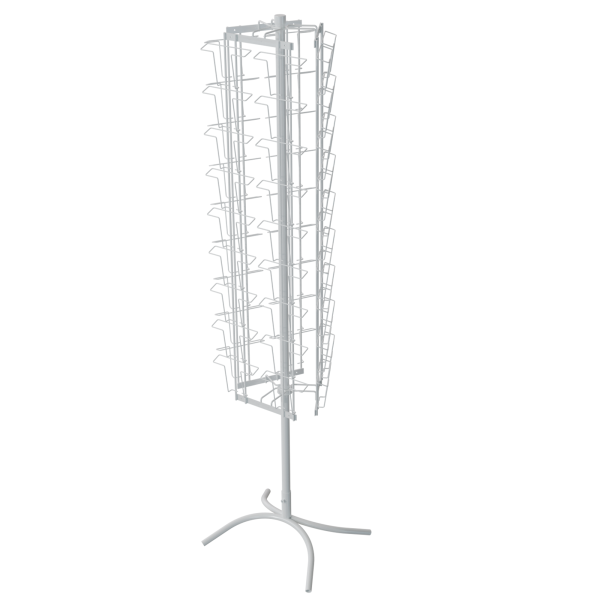 sk_КОМПЛЕКТ Буклетница вращающаяся трехгранная 54 ячейки А5, опора Х-образная, RAL9016, Белый