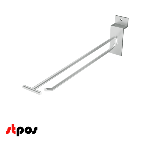 00_Крючок для экономпанели одинарный с ценникодержателем 250мм, d4,8, хром