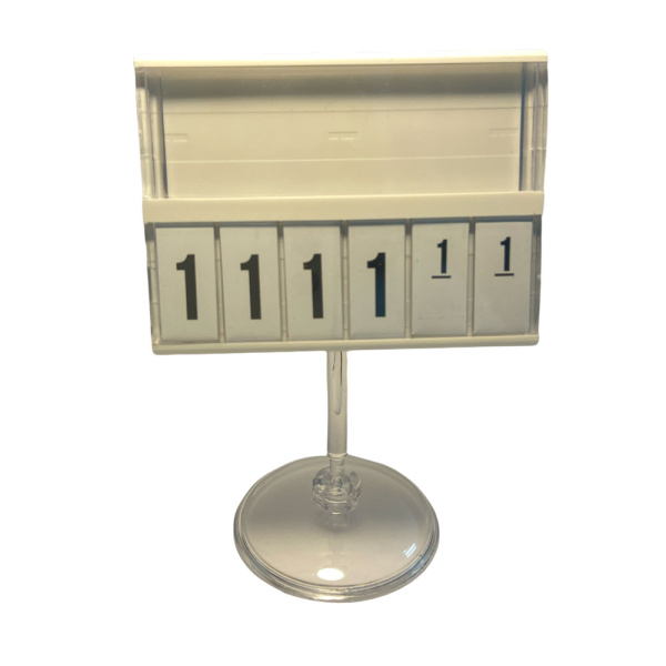 1_Кассета цен А8 БЕЛАЯ regular на ПРОЗРАЧНОМ держат. 50мм на малой круг.подстав.PC-BASE-VL-CLIP-А8-5