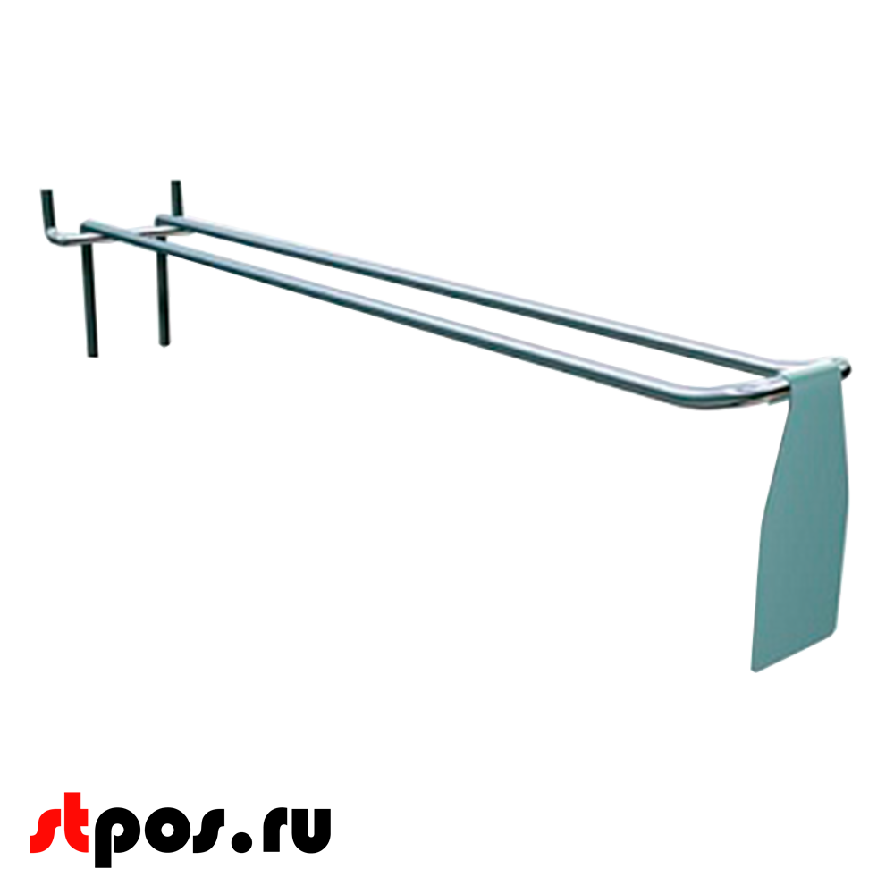 02_Ценникодержатель откидной на двойной крючок, 27,2х55 мм, нержавеющая сталь