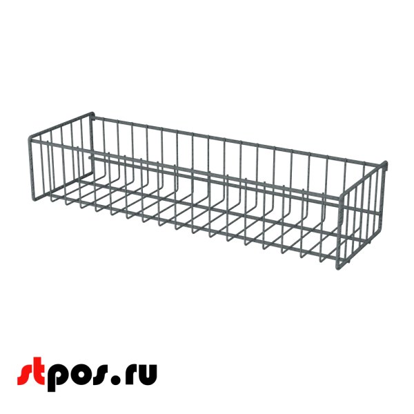 00_Корзина сетчатая на решетку 150х500 мм, h 100 мм Нордика, Муар, RAL7024 Серый, спец.цвет