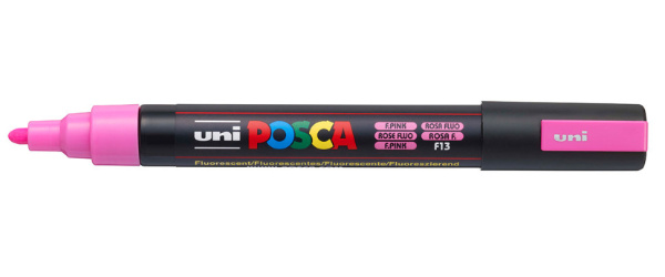 1_Маркер на водной основе POSCA PC-5M, флуоресцентно-розовый (F. PINK - F13), 1.8 - 2.5 мм, пул. нак