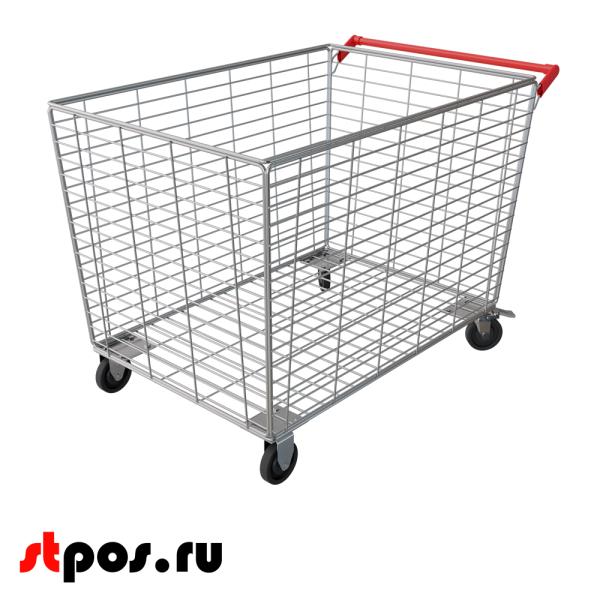 00_Тележка-корзина грузовая STB300-PR 970х670х760 300л, до 300кг, цинк, Красный