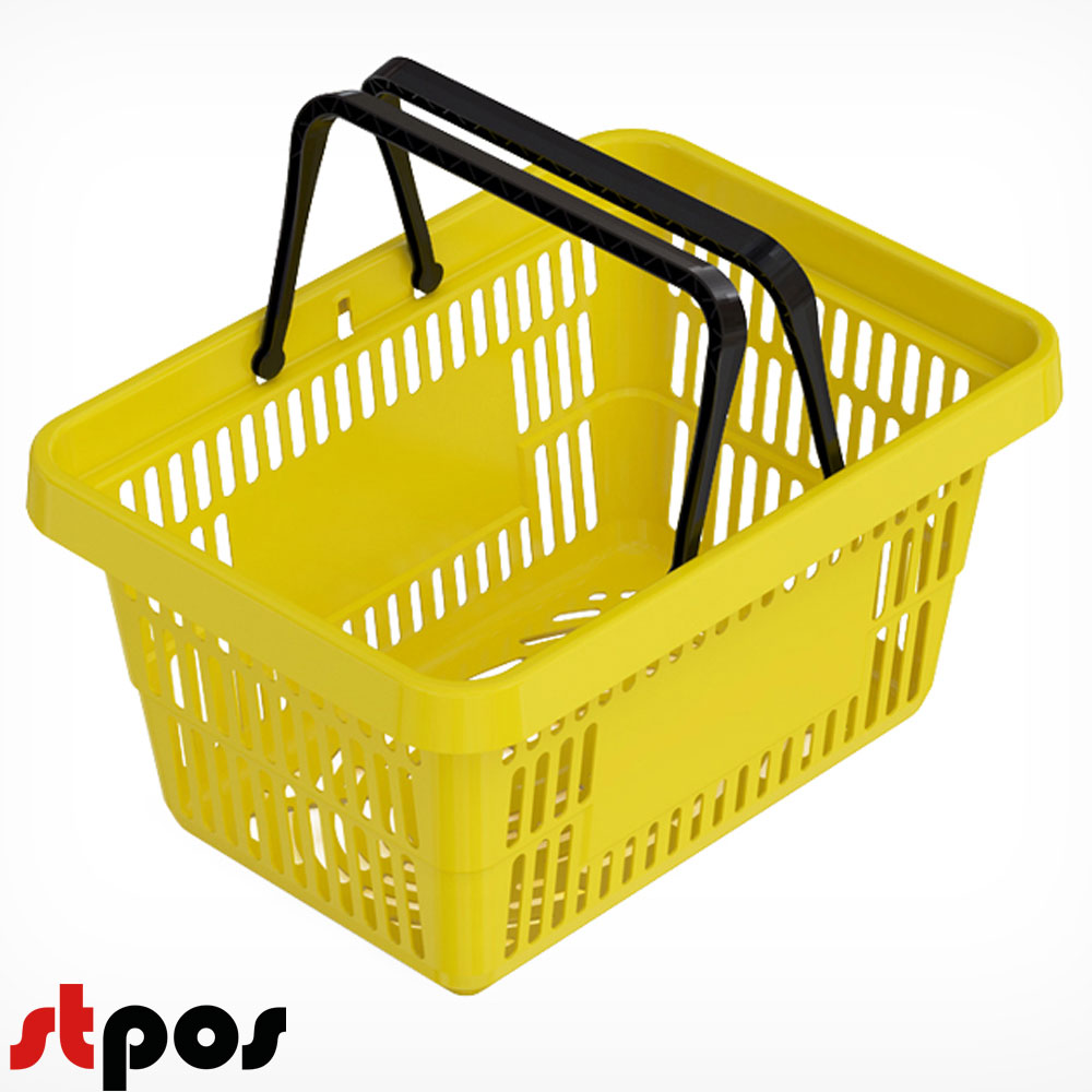 11_Корзина покупательская пластиковая с 2 ручками, 20 л, УСИЛЕННАЯ, Желтый