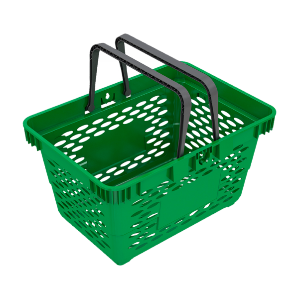 sk_Корзина покупательская пластиковая с 2 пластиковыми ручками CLASSIK 20 л, Зеленый