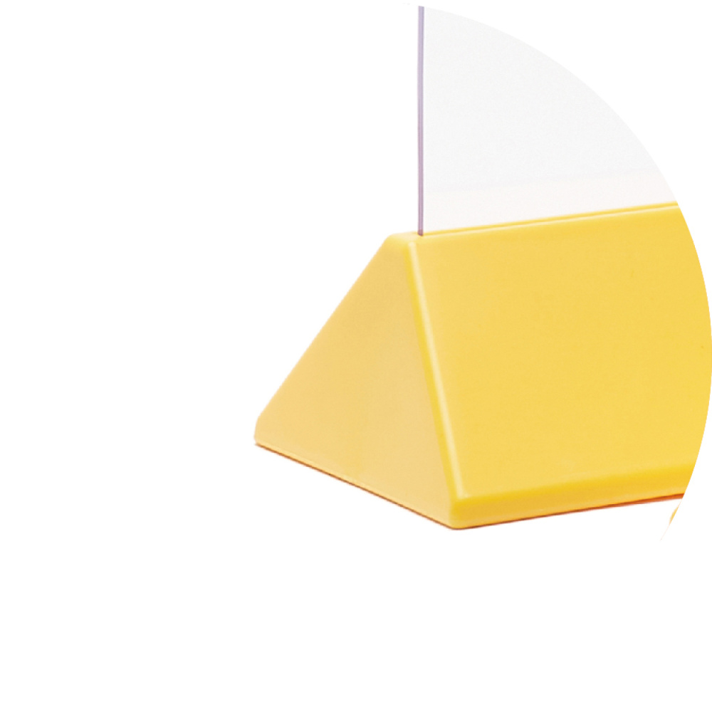 02_Тейбл-тент пластик, вертик трапецевидное желтое основание