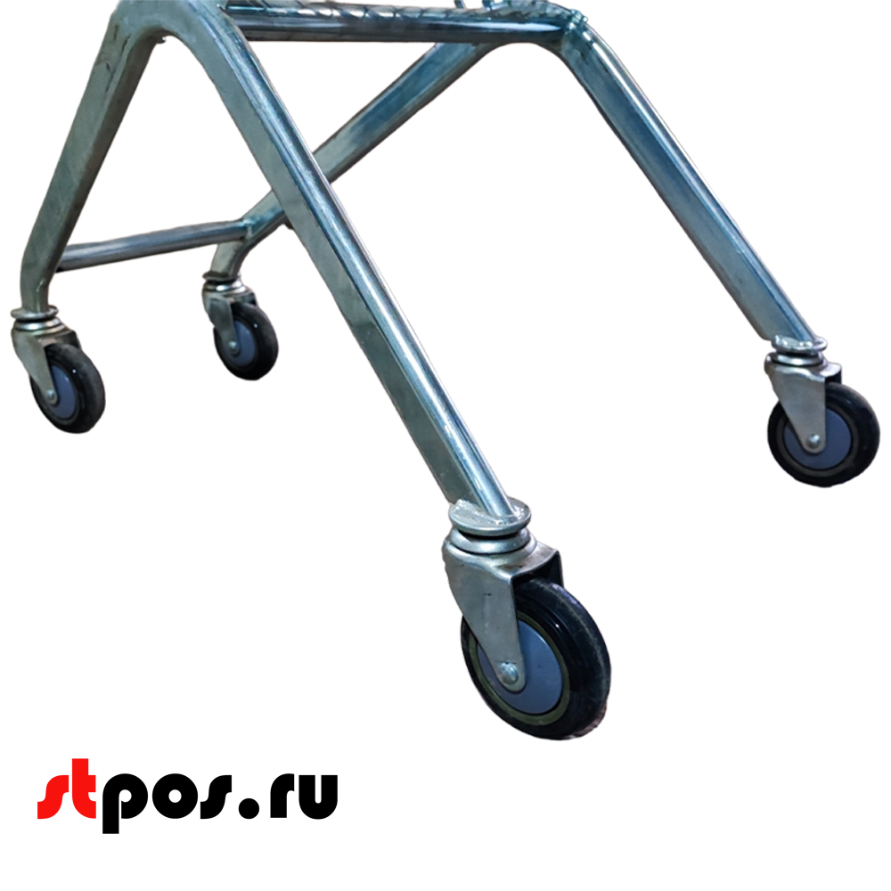 00_Тележка покупательская 100 литров, цинк+лак, c детским сидением (европейский тип), Зеленый