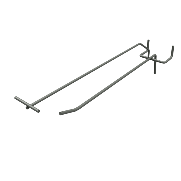 sk_Крючок для перфорации одинарный с ценникодержателем 250 мм, Глянец, RAL7010 Серый, d5, шаг 50