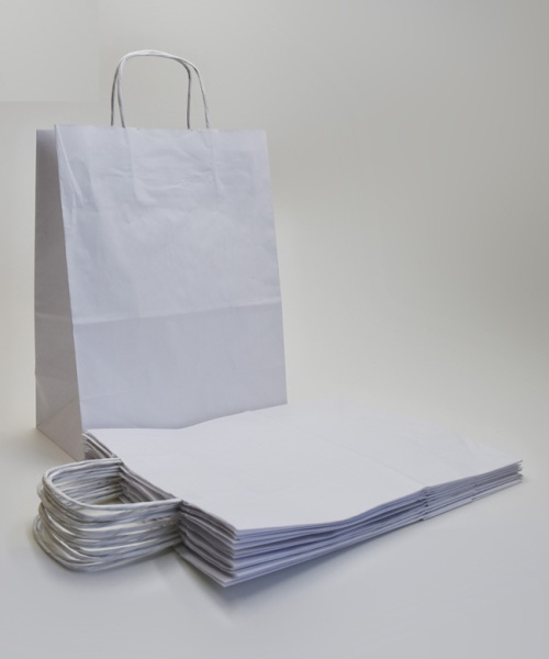 01_Крафт пакет крученые ручки 260х350x140 мм, Белый, Набор 10 шт.