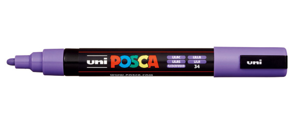 1_Маркер на водной основе POSCA PC-5M, сиреневый (LILAC - 34), 1.8 - 2.5 мм, пул. нак.