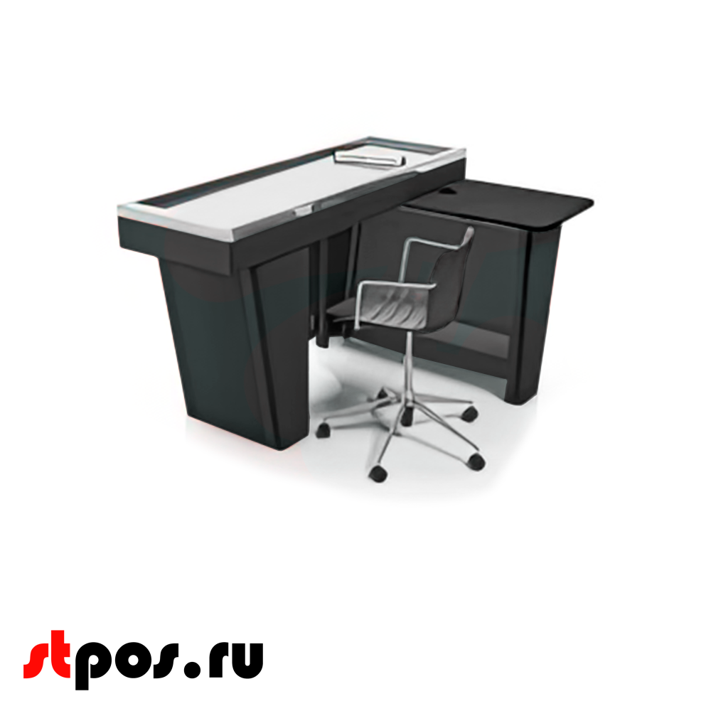 02_Кассовый бокс Stream-M-150 Light с тумбой кассира,без вырезов, шлиф. нерж, RAL7016 Серый, универсал 02_Кассовый бокс Stream-M-150 Light с тумбой кассира,без вырезов, шлиф. нерж, RAL7016 Серый, универсал