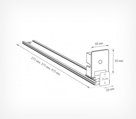 04_Схема пружинного толкателя 38х50 мм с ограничителем 20х25 мм (10-14 ньютона) 485 мм