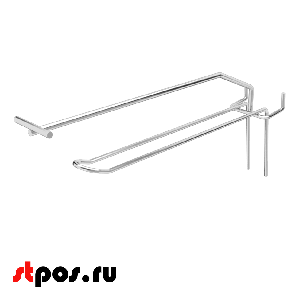 00_Крючок язычковый 175 мм с ценникодержателем на перфорацию, шаг 50мм, крашеный под Хром