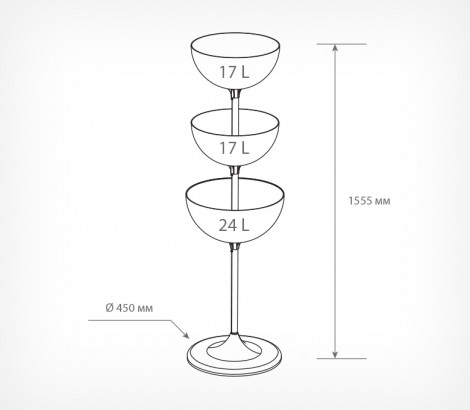 03_Схема десплея UNIBOWL-TOWER-3 (24-17-17), 24 л, 17 л, 17 л, Белый