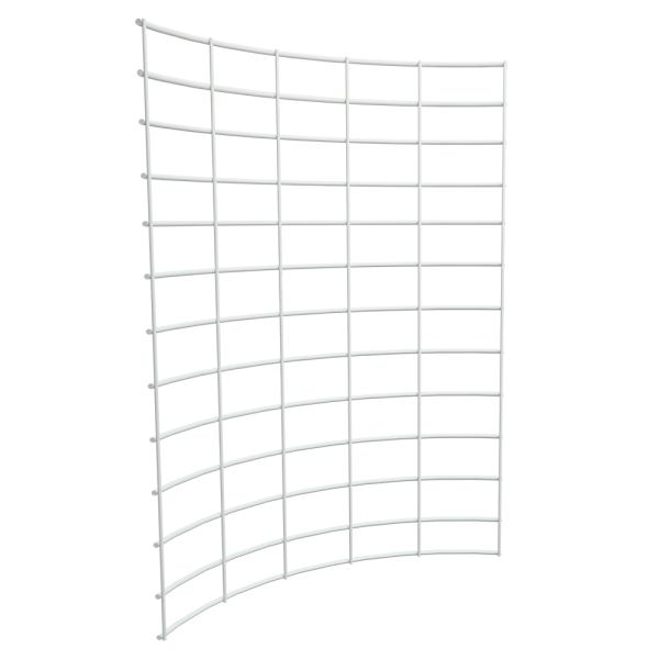 sk_Стенка сетчатая радиусная угла внутреннего 90 град. 600мм (Стойка 90х30), Глянец, RAL9016 Белый