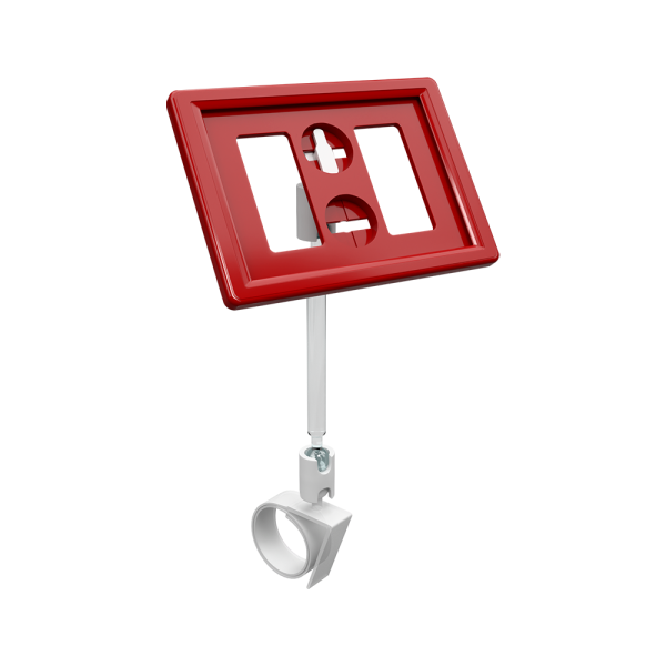 sk_Рамка ТЕХНО А8 красная, белый держатель TECHNO ROLL-VL-L улитка на край посуды, ножка  50мм