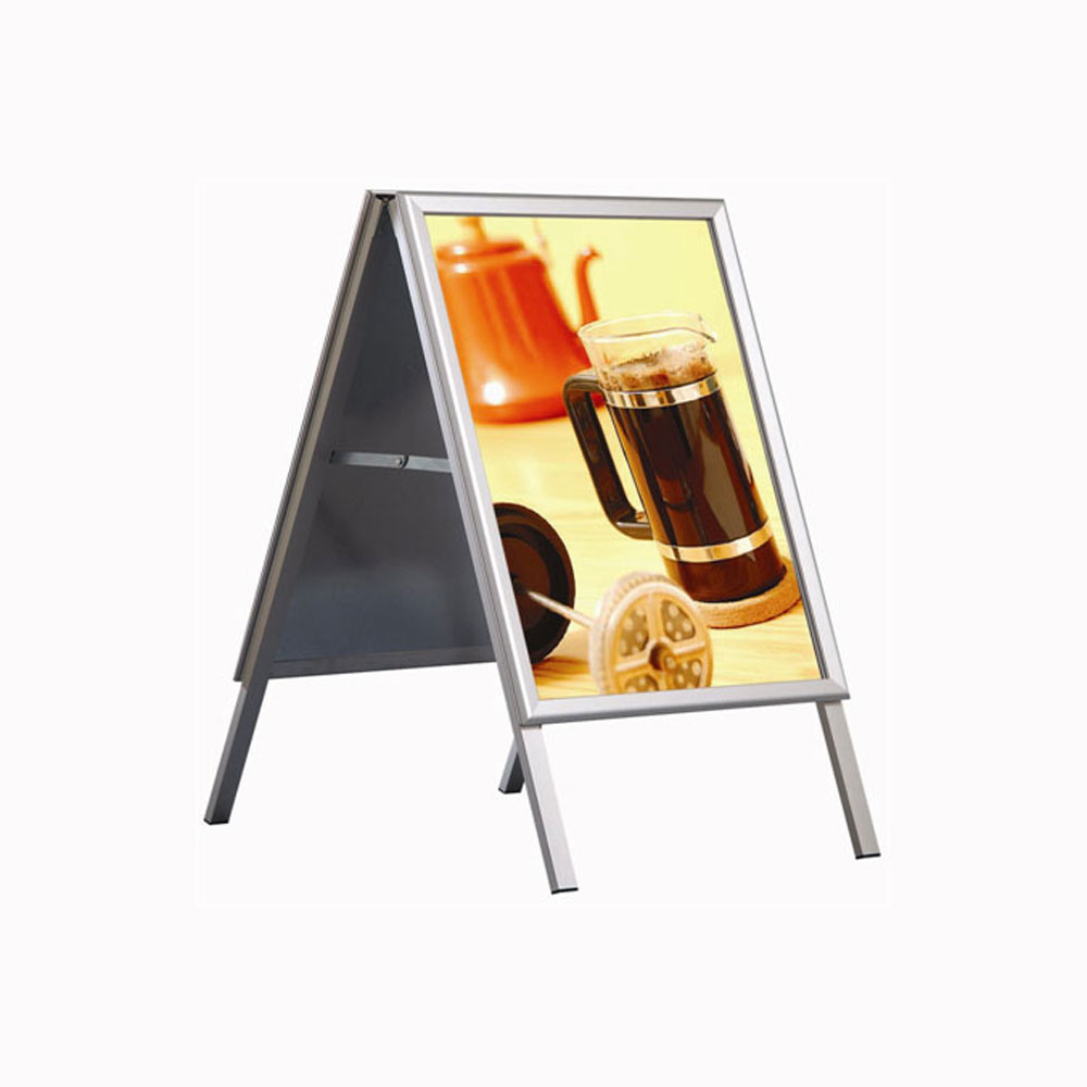 01_Штендер А-образный с двумя рамками А1, угол 45°, профиль 25мм, матовое серебро