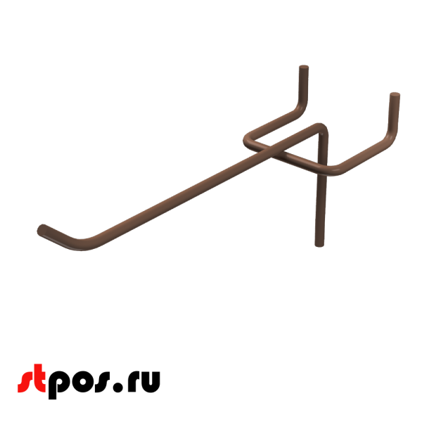 00_Крючок для перфорации одинарный без ценникодержателя, 150 мм, Глянец, RAL 8011, коричневый, d4, шаг 45