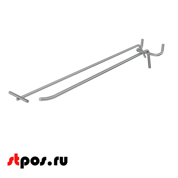 02_Крючок для перфорации одинарный с ценникодержателем 300мм, цинк-хром, d4d3, шаг 45