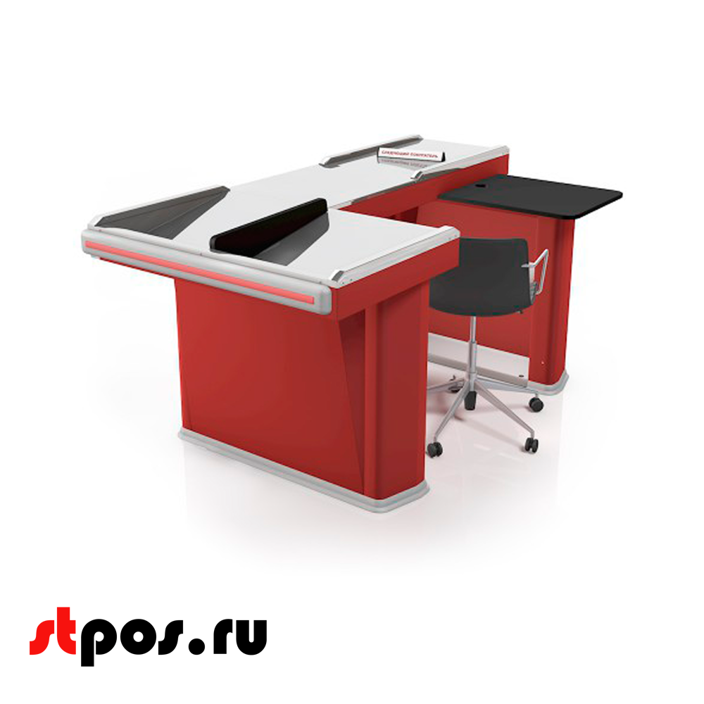 00_Кассовый бокс Stream-XL-200 v3.0 (шлиф.нерж., вырезы ДЯ FT, широкий накопит),RAL3000,Красный,Правый