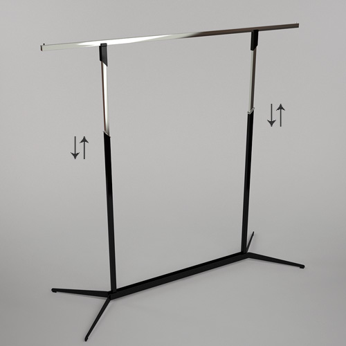 01_Вешало регулируемое OMV-004 ширина 1530мм, глубина 530 мм, h1200-1750 мм, цвет черный глянец, хром